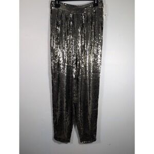 Alice + Olivia Racquel Sequin Wide Leg Pants Black Size 10 NWT